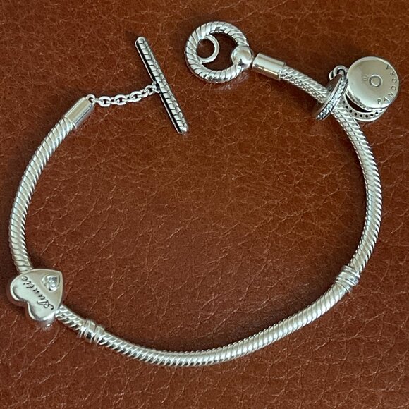Pandora Moments T-Bar Snake Chain Bracelet 18cm /7.2 inch - Picture 5 of 10